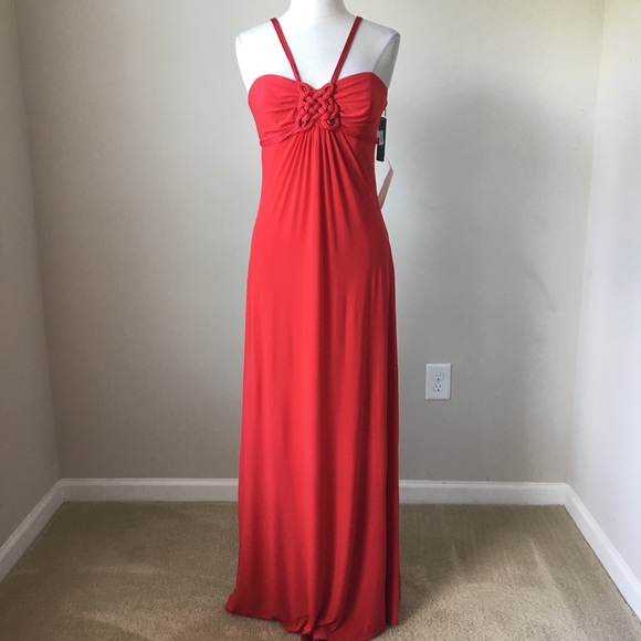 Laundry By Shelli Segal Dresses & Skirts - Matte jersey red maxi halter cord detail dress